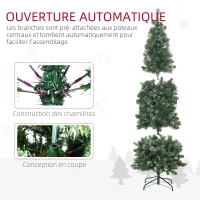 HOMCOM Sapin de Noël artificiel avec 618 branches enneigées, support en acier, arbre de Noël artificiel socle pliable en acier(m-6)