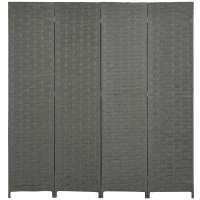 HOMCOM Wave Fibre Freestanding Folding Privacy Screen Panels, Room Divider, Grey