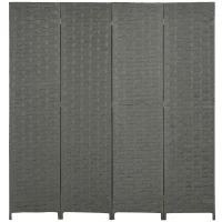 HOMCOM 4-Panel Room Dividers, Wave Fibre Freestanding Folding Privacy Screen Panels, Partition Wall Divider for Indoor Bedroom Office, 170 cm, Grey(m-1)
