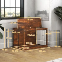 PawHut 46.46'' Dog Crate Furniture with Openable Top, Two Lockable Doors, for Extra Large Dogs, Rustic Brown(m-3)
