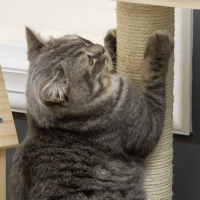 PawHut Árbol Rascador para Gatos Torre para Gatos con Camas Cueva Rodillo Postes de Sisal y Rampa 70x50x125 cm Natural(m-8)