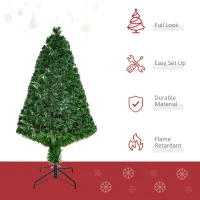 HOMCOM 4FT Pre-Lit Fibre Optic Artificial Christmas Tree Holiday Xmas Décor with Tree Topper Multi-Colour(m-4)