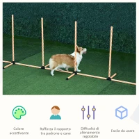 PawHut Set Agility Dog per Addestramento Cani con Slalom, Ostacoli Regolabili, Fischietto e Sacca di Trasporto(m-7)