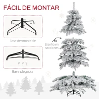HOMCOM Árbol de Navidad Artificial Nevado 180 cm con 627 Ramas y Soporte de Metal Árbol de Navideño para Salón Verde y Blanco(m-6)