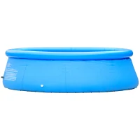 Outsunny Piscina Inflable Familiar para 3-4 Personas Redonda 4,000 Litros Ø274x76 cm con Inflador de Mano Azul(m-11)