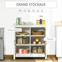 HOMCOM Meuble de rangement buffet vitrine bas pour la cuisine avec 2 portes vitrées et étagères en MDF - dim. 80I x 40P x 81,5H cm(m-4)