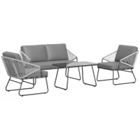 Outsunny Four-Piece Rattan Strong Panel Outdoor Sofa Set - Grey(m-10)