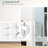 HOMCOM Glasschiebetür mit Griffstange, einseitig satiniert, 77,5 x 205 cm(m-5)