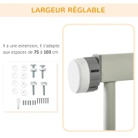 PawHut Barrière de sécurité pour animaux domestique avec fermeture automatique double verrouillage largeur 75-103 cm gris(m-6)