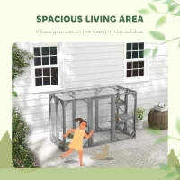 PawHut 71" Outdoor Wooden Cat House with Three Platforms, Large Door, Water-Resistant Roof, for Multiple Cats, Grey(m-7)