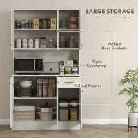 HOMCOM Freestanding Kitchen Pantry Storage Cabinet - White(m-4)