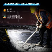 HOMCOM Foco LED con 4250 Lúmenes IP65 6500K Resistente a la Intemperie Ajustable y Portátil 25,5x16x25,5 cm Amarillo(m-5)