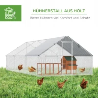 PawHut Hühnerstall, Freilaufgehege, Geflügelstall mit Schattendach, Freigehege für 4-6 Hühner, Enten Kaninchen, 3 x 2 x 2 m(m-5)