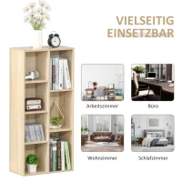 HOMCOM Bücherregal Wohnzimmerregal Bücherschrank Standschrank mit 7 Fächern Eiche Spanplatte 50 x 24 x 106 cm(m-6)