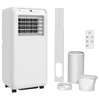 HOMCOM 7,000 BTU Mobile Air Conditioner for Room up to 26m², with Dehumidifier, 24H Timer, Wheels, Window Mount Kit(m-1)