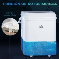 HOMCOM Máquina de Hacer Hielo 12 kg/24h Autolimpieza 9 Cubitos de Hielo en 6-12 Minutos 2 Tamaños de Cubitos Crema(m-6)