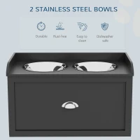 PawHut Stainless Steel Raised Dog Bowls, with 21L Storage Drawer for Large Dogs and Cats - Black(m-6)