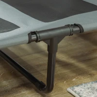 PawHut Erhöhtes Hundebett mit Baldachin, Haustierbett, Hundeliege outdoor mit Dach, Atmungsaktiv, Taftstoff für Camping Grau 122 x 92 x 108 cm(m-9)