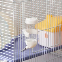 PawHut 2 Tier Hamster Cage Gerbil Rodent House Small Animal Habitat with Exercise Wheels Tunnel Tube Water Bottle Dishes Ladder, White(m-9)