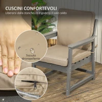 Outsunny Salotto da Giardino con Divanetto, 2 Poltrone e Tavolino in HDPE con Cuscini, Grigio Scuro(m-5)