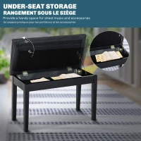 HOMCOM PU Leather Upholstered Piano Stool Makeup Stool Bench Dressing Table Seat with Storage 76x36x50cm, Black(m-5)