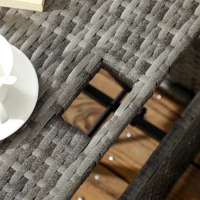 Outsunny Garten-Sofagarnitur, 4-tlg., mit Sonnendach, Kissen, Polyrattan/Metallrahmen, Grau(m-7)