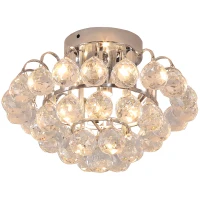 HOMCOM Crystal Ceiling Lamp Chandelier Hallway Flush Mount Pendant 3 Light Ф30cm Silver(m-1)