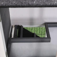 PawHut Conejera de Madera Exterior Jaula Elevada para 2 Conejos con Techo Asfáltico Corral de Metal Bandeja Extraíble Múltiples Puertas y Rampa 117x62,5x115 cm Gris(m-8)