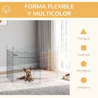 PawHut Parque de Juegos para Mascotas Jaula Plegable para Perros de 6 Paneles para Jardín Patio Exterior Ø120x66 cm Multicolor(m-5)