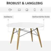 HOMCOM Couchtisch Wohnzimmertisch Beistelltisch Kaffeetisch Teetisch Nachttisch rund Holz + Metall Natur + Weiß Ø80 x H45 cm(m-5)