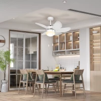 HOMCOM Ceiling Fan with LED Light, Flush Mount Ceiling Fan Lights with 6 Reversible Blades, Pull-chain Switch, White(m-10)