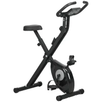 HOMCOM Bicicleta Estática Plegable con 8 Niveles de Resistencia Magnética Pantalla LCD y Asiento Regulable 43x85x109cm Negro(m-11)