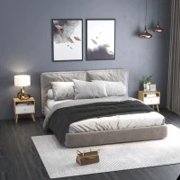 HOMCOM Bedside Table, Bedside Cabinet with Drawer and Shelf, Modern Nightstand, End Table for Living Room, Bedroom, Set of 2, Natural(m-2)