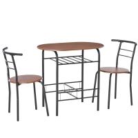 HOMCOM Set Tavolo Moderno con 2 Sedie per Sala da Pranzo, Set 3 Pezzi Mobili Salvaspazio da Cucina, Balcone, Ristorante o Bar, Marrone e Nero