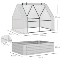 Outsunny Foliengewächshaus Frühbeet mit Tür zum Aufrollen Gewächshaus Treibhaus Tomatenhaus 127 x 95 x 92 cm Weiß(m-3)
