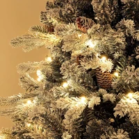 HOMCOM Künstlicher Weihnachtsbaum, 180 cm, LED-Lichter, schneebedeckt, flammenhemmend, Metall(m-9)