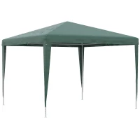 Outsunny Carpa Desmontable 3x3 m Cenador Pabellón de Jardín con 4 Orificios de Drenaje y Marco de Acero para Terraza Patio Verde(m-11)
