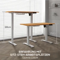 Vinsetto Stehschreibtisch, höhenverstellbar, 120x60x72-116cm, Natur/Weiß(m-4)