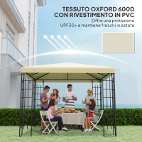 Outsunny Copertura per Gazebo da Giardino 3x3 m in Tessuto Oxford 600D con Fori di Drenaggio, Bianco Crema(m-6)