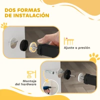 PawHut Puerta para Perros con Ancho Ajustable 76-104 cm Barrera de Seguridad con 2 Extensiones y Doble Bloqueo Negro(m-6)