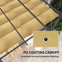 Outsunny 3 x 4m Aluminium Pergola, with Retractable Roof - Khaki(m-5)