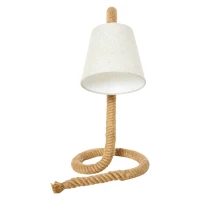 HOMCOM Tischlampe mit Hanfseilbasis und Lampenschirm aus Leinenoptik, E14 Lampensockel, Hanf, Polyester, Metall, 29,5 x 21 x 43,5 cm(m-10)