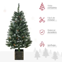 HOMCOM Árbol de Navidad Artificial 120 cm Árbol de Navidad Nevado con 328 Ramas y Soporte Metálico Decoración Navideña Verde(m-4)