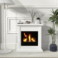 HOMCOM Bioethanol Fire Heater, with Mantelpiece - White(m-10)