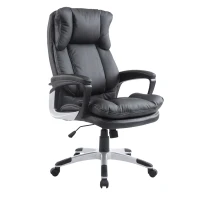 HOMCOM Silla Ejecutiva de Escritorio Silla de Despacho con Ruedas y Reposabrazos Altura Ajustable 66x71x110-120,5 cm Negro(m-1)