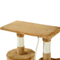 PawHut Árbol para gatos Rascador 55x30x95 cm con Nido Plataforma Caseta Escalera Cuerda de Juego Tablero de Madera y Cubierto de Felpa Marrón(m-8)