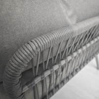 Outsunny Salon de jardin d'angle 4 pers. style colonial table basse coussins grand confort inclus résine tressée gris(m-8)