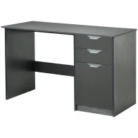 HOMCOM Computer Desk with Drawers, High Gloss Home Office Desk with Storage Cabinet, Study Workstation, 120 x 60cm, Grey(m-11)