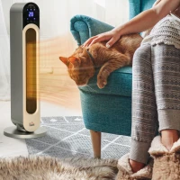 HOMCOM Chauffage soufflant oscillant 1100/2200 W - mini radiateur céramique PTC - télécommande incluse - chauffage d'appoint noir(m-2)