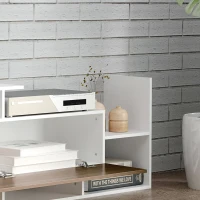 HOMCOM Conjunto Muebles de Salón con Mesa para Televisor 153,6x25x42 cm y Estante de Pared 150x14,5x16,3 cm Blanco y Marrón(m-9)